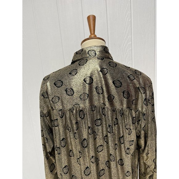 Vintage Circle o Square Women's Long Sleeve Bright Gold Collared Blouse Size 18 - Picture 8 of 12